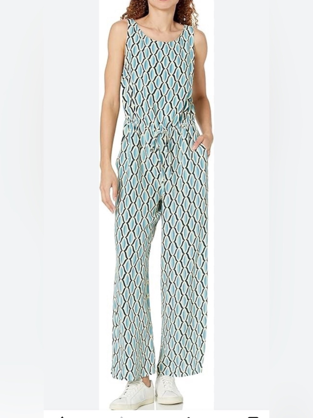 Sleeveless Blue Geo-Print Wide-Leg Jumpsuit by Velvet
